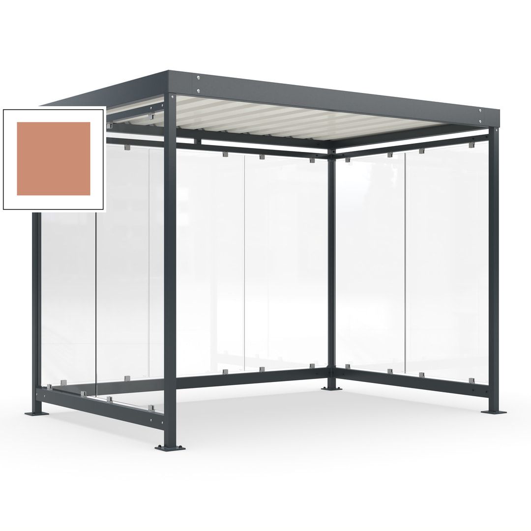 Raucherunterstand, Bausatz, Fahrgastunterstand, Bushaltestelle, 2.510 x 3.180 x 2.165 mm (HxBxT), 7 Wände, Achatgrau