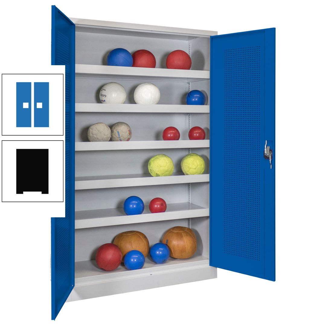 Ballschrank - Lochfeldtüren - 5 Böden - 1.950x1.200x500 mm (HxBxT) - anthrazitgrau