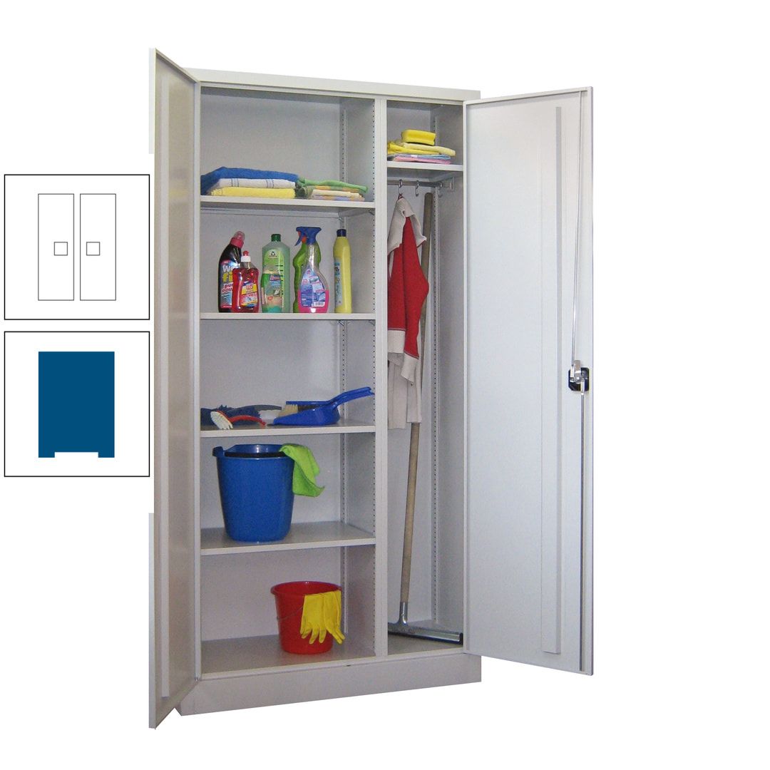 Putzschrank mit Trennwand - 1.950x1.000x400 mm (HxBxT) - Böden pulverbeschichtet - anthrazitgrau
