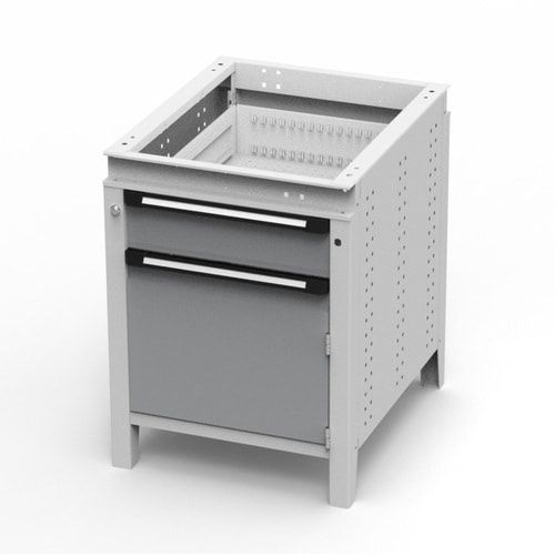 OTTOKIND Werkbank - Arbeitsplatte bündig - 850 x 605 x 750 mm (HxBxT) - Schublade - Schrank - lichtgrau