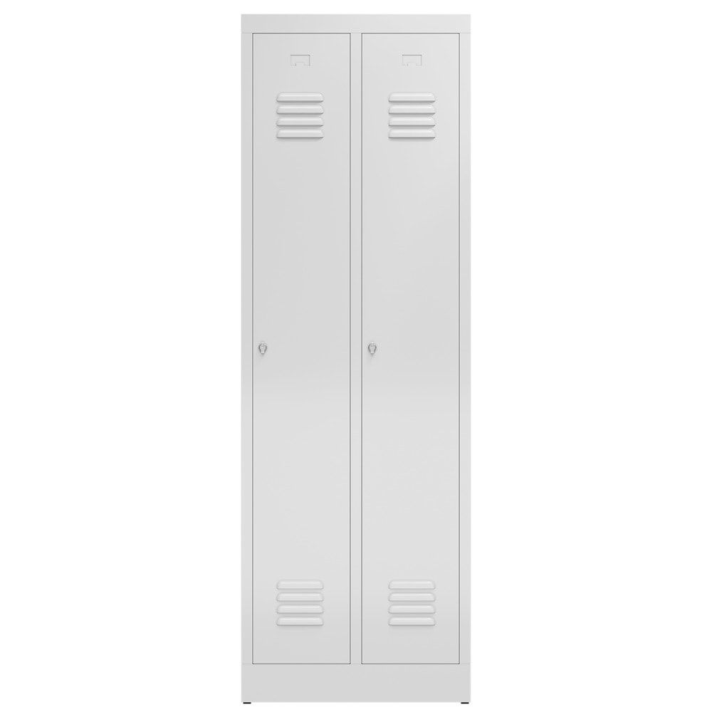 Garderobenschrank, Garderobenspind, 2 Abteile, 1.800 x 590 x 500 mm (HxBxT), Stahl, Drehriegelverschluss, Korpus: lichtgrau, Front: anthrazitgrau