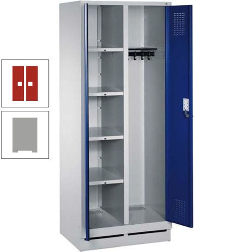 Mehrzweckschrank, Doppeltüren, Füße, 2 Abteile a 300 mm, Korpus anthrazitgrau, Tür anthrazitgrau, 1.800 x 600 x 500 mm (HxBxT)