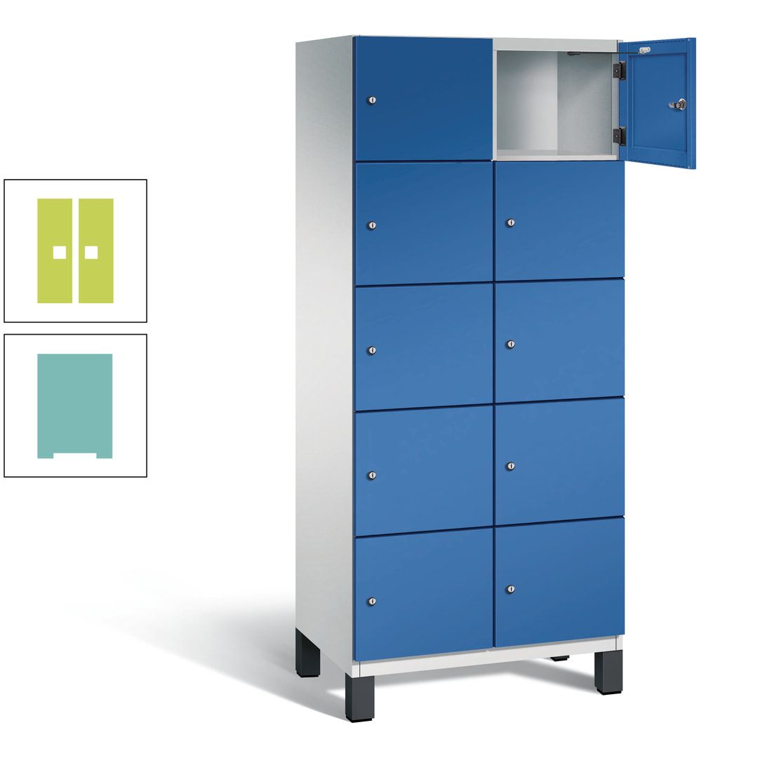 Fächerschrank, Stahlschrank, 10 Fächer, Türöffnungsbegrenzer, Füße, 1.980 x 800 x 525 mm (HxBxT), Korpus anthrazitgrau, Front anthrazitgrau