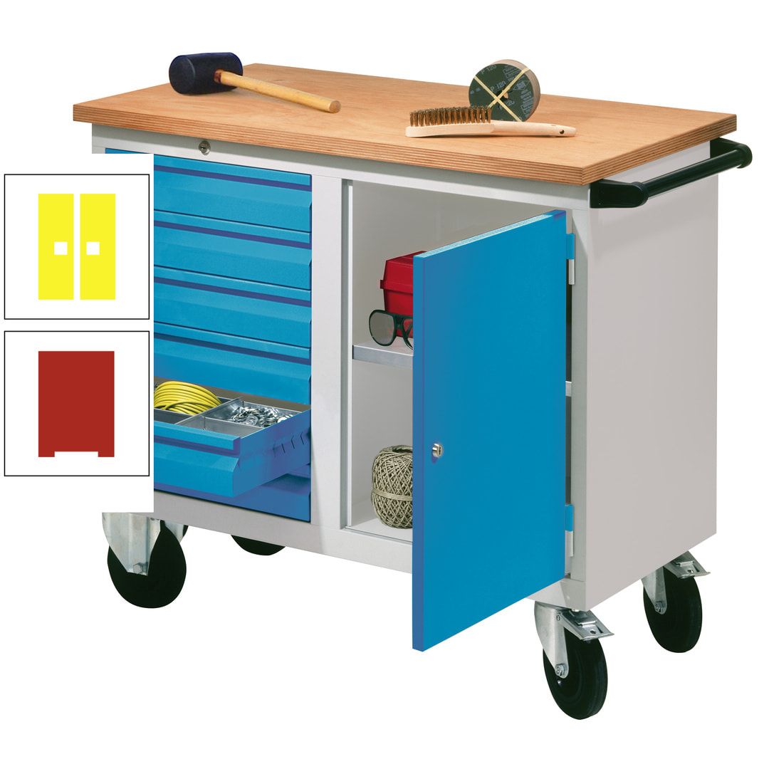 Mobile Werkbank - Werkstattwagen - 915 x 1.090 x 600 mm - 6 Schubladen und Schrankfach - anthrazitgrau