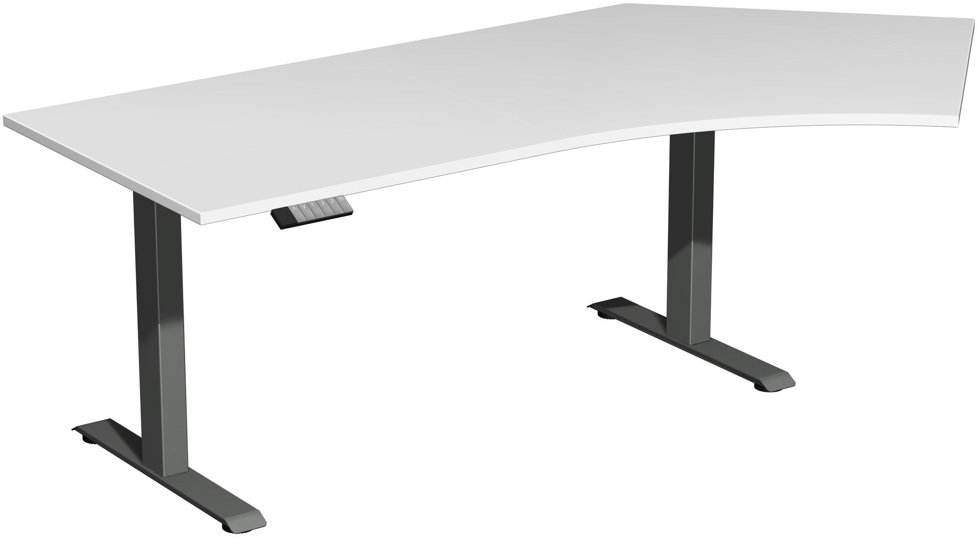 Winkelschreibtisch, Winkel rechts, Elevate Basic, elektronisch höhenverstellbar, 730 - 1.230 x 2.166 x 1.130 mm (HxBxT), Gestell anthrazit, Dekor Onyx