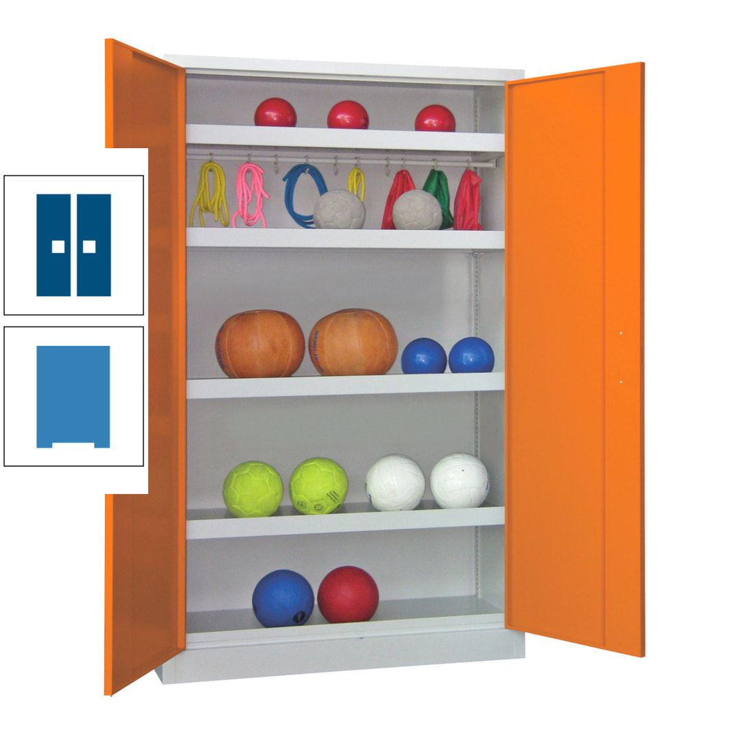 Ballschrank - Vollblechtüren - 4 Böden - 1 Hakenleiste - 1.950x1.200x500 mm (HxBxT) - anthrazitgrau