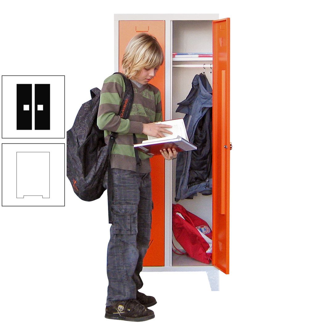 Spindschrank f. Schulen - mit Füßen - Höhe 1.600 mm - 3 Abteile a 300 mm - Drehriegel - anthrazitgrau