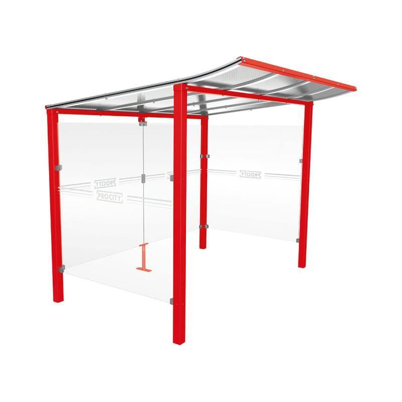 Automatenüberdachung, Automatendach, Stahlpfosten, Polycarbonatdach, UV-behandelt, Einbetonierung, 2.100 x 1.300 x 1.500 mm (HxBxT), Farbe enzianblau
