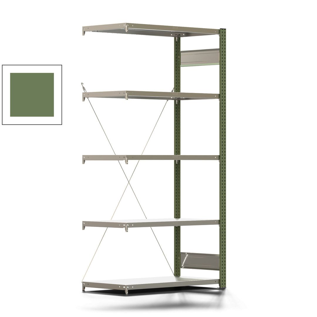 Fachbodenregal mit Tiefenriegel - 250 kg - 2.000 x 1.005 x 500 mm (HxBxT) - Anbauregal - Rahmen enzianblau - Böden verzinkt - Steckregal