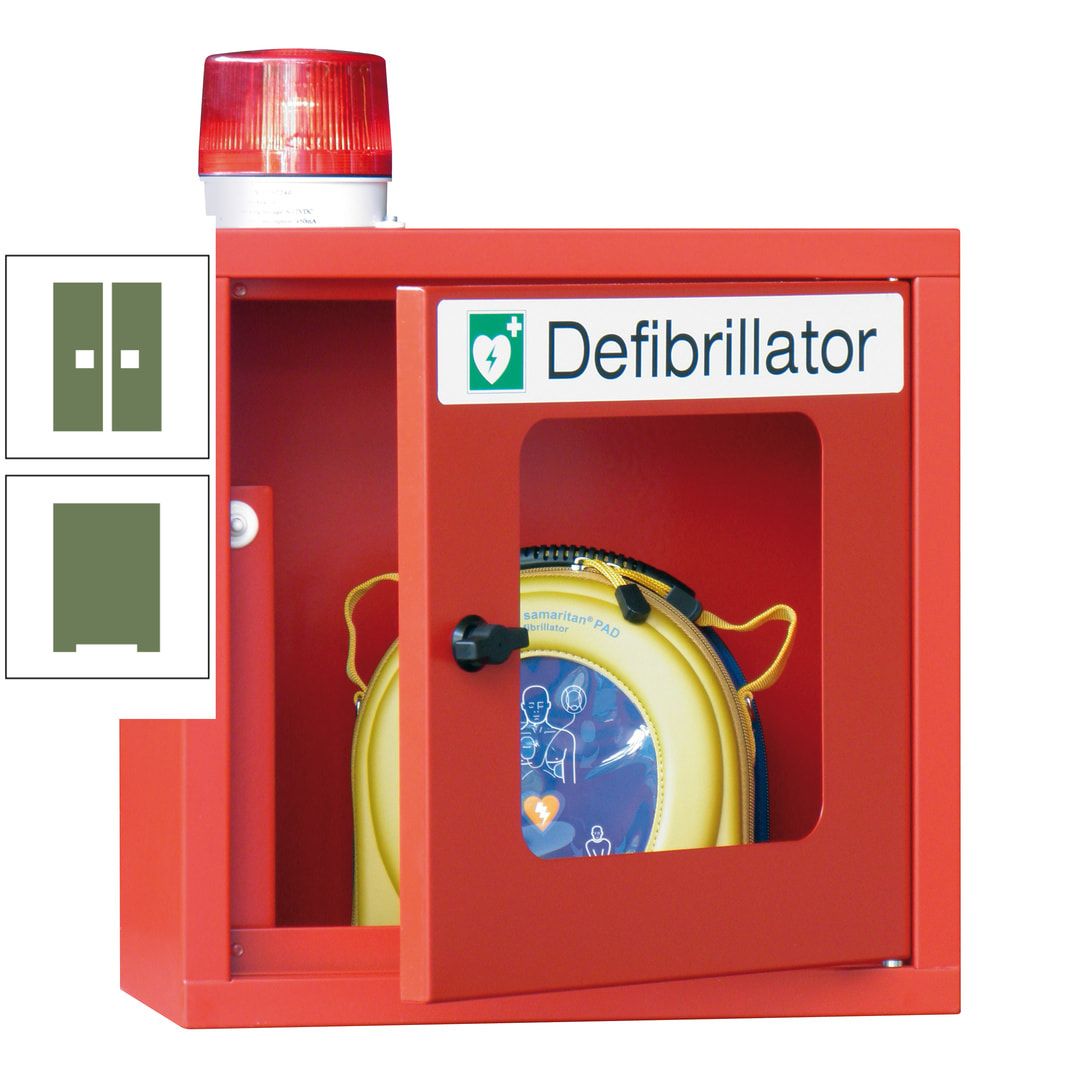 Defibrillatorenschrank mit akustischem und optischem Alarm - 490 x 400 x 200 mm (HxBxT) - Sichtfenster - anthrazitgrau