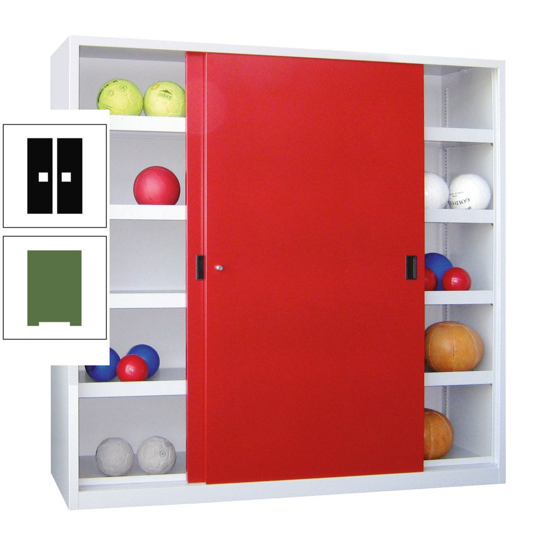 Ballschrank - Schiebetüren - Trennwand - 8 Böden - 1.950x1.500x600 mm (HxBxT) - anthrazitgrau