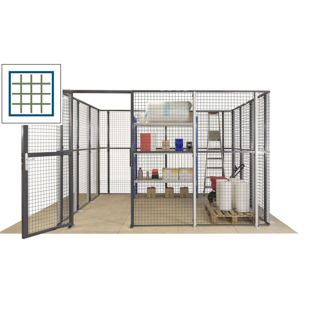 Maschinen Schutzgitter - Hallentrennwand - Sicherheitszaun - Tür - 72 m - 2.200 x 21.400 x 15.400 mm (HxBxT) - enzianblau