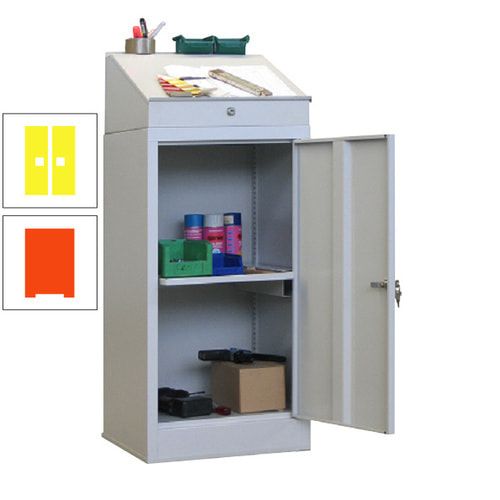 Stehpult mit Schrank - Vollblechtür - Zylinderschloss - 1 Ausziehboden - 1.270x500x500 mm (HxBxT) - anthrazitgrau