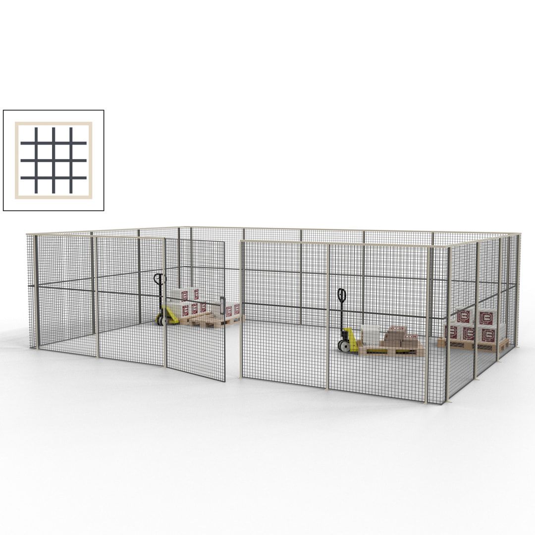 Maschinen Schutzgitter - Hallentrennwand - Sicherheitszaun - Tür - 22 m - 2.200 x 7.900 x 4.900 mm (HxBxT) - enzianblau