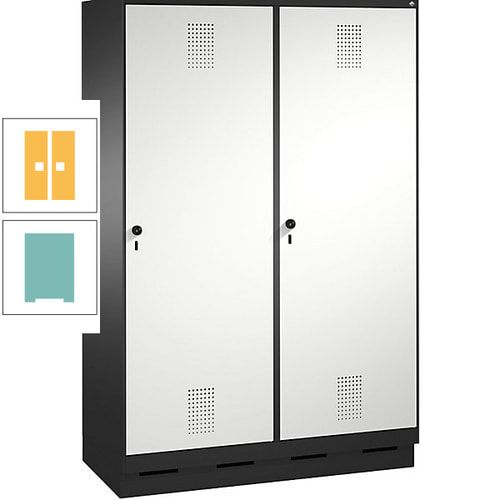 Doppel-Spind, Garderobenschrank, 2 Türen für 4 Abteile a 300 mm, Korpus anthrazitgrau, Türen anthrazitgrau, 1.800 x 1.200 x 500 mm (HxBxT)