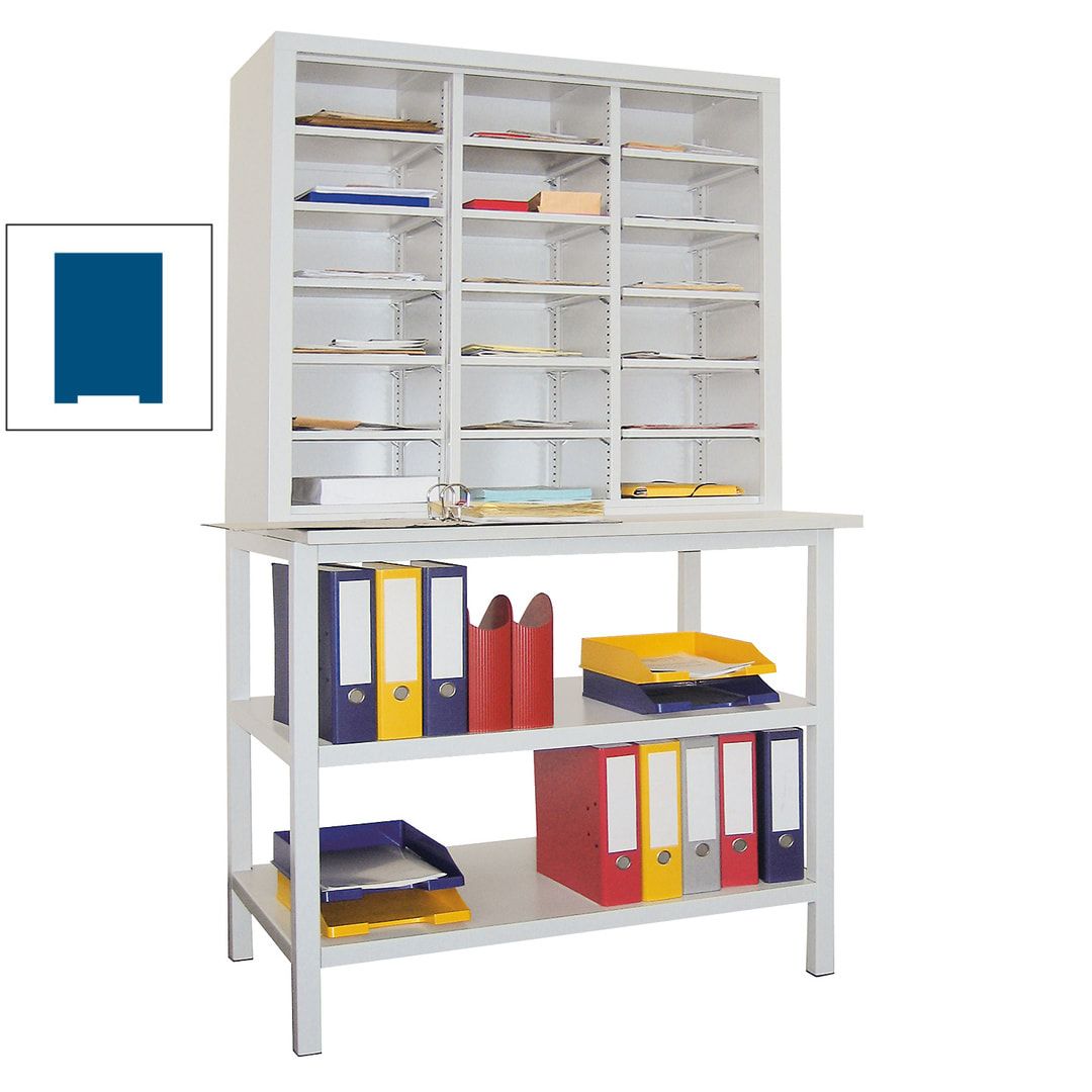 Sortierstation mit Tisch - Dokumentenregal - Ordnungsregal - Fächerregal - 18 Fächer - Postverteiler - 1.950 x 1.000 x 600 mm (HxBxT) - anthrazitgrau