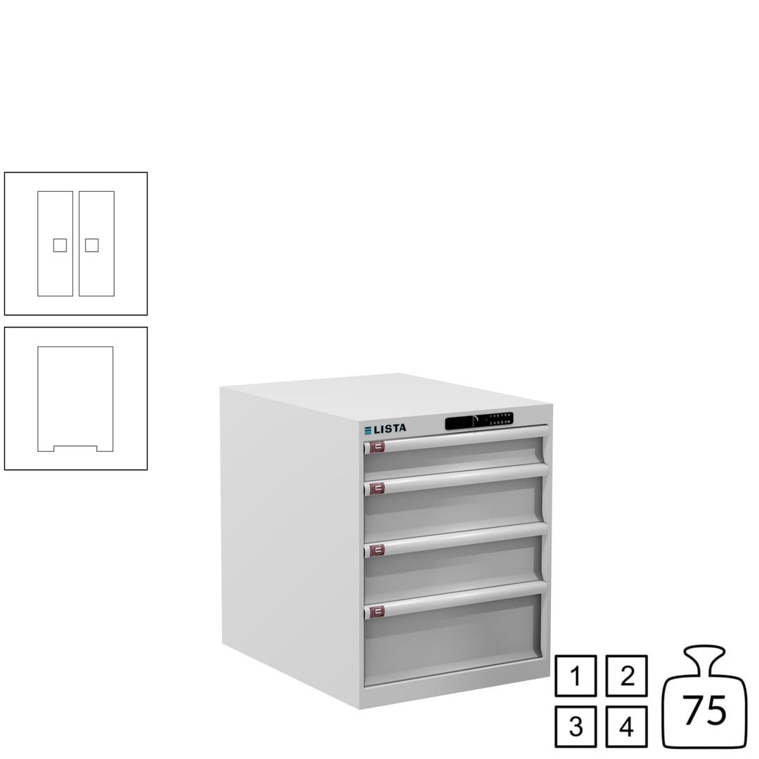 Lista Schubladenschrank - 14.350.010 - 700x564x725 mm (HxBxT) - 4 Schubladen - 75 kg - Key Lock - lichtblau (RAL 5012)