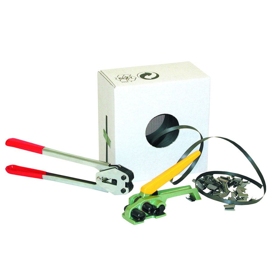 Umreifungs-Set - Bandbreite 13 mm - Spanner - Zange - 1.000 m PP Kunststoffband