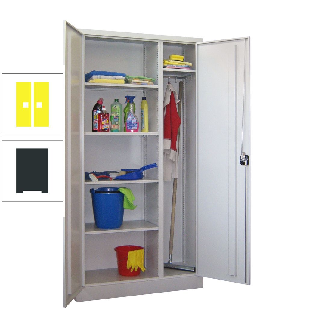 Putzschrank mit Trennwand - 1.950x1.000x400 mm (HxBxT) - Böden pulverbeschichtet - anthrazitgrau