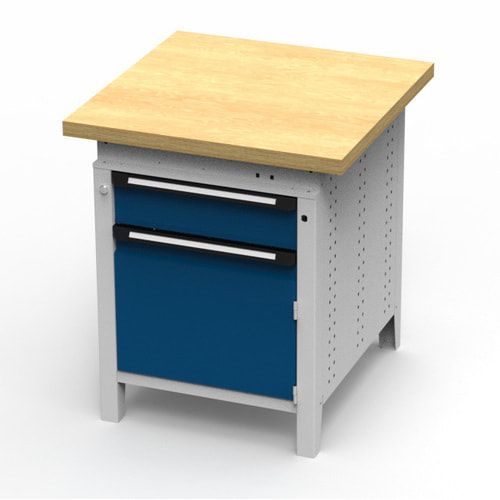 OTTOKIND Werkbank - Arbeitsplatte bündig - 850 x 605 x 750 mm (HxBxT) - Schublade - Schrank - lichtgrau