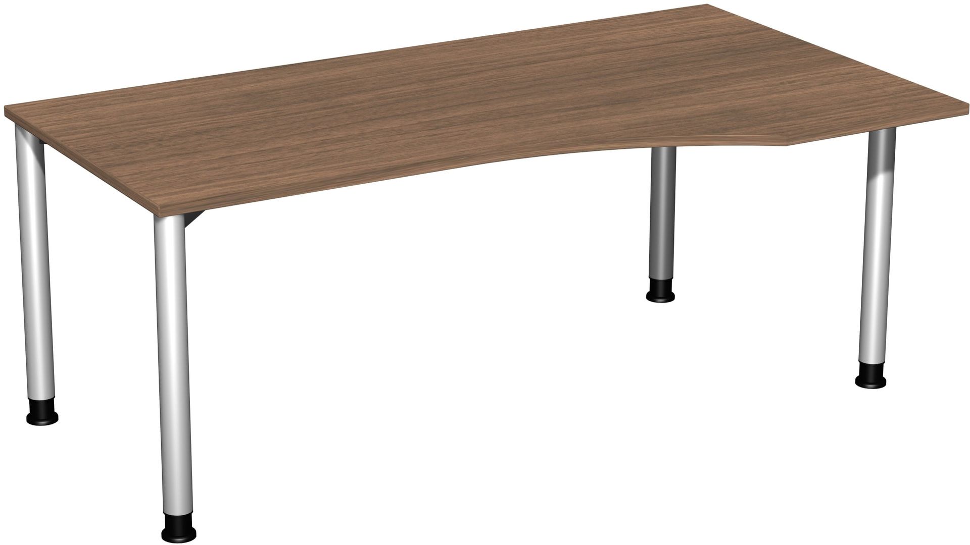 Eckschreibtisch mit einseitig verkürzten Füßen, 4-Fuß Flex, Ecke rechts, Höhe 680-800 mm, 1.600 x 1.000 mm (BxT), Gestell anthrazit, Ahorn
