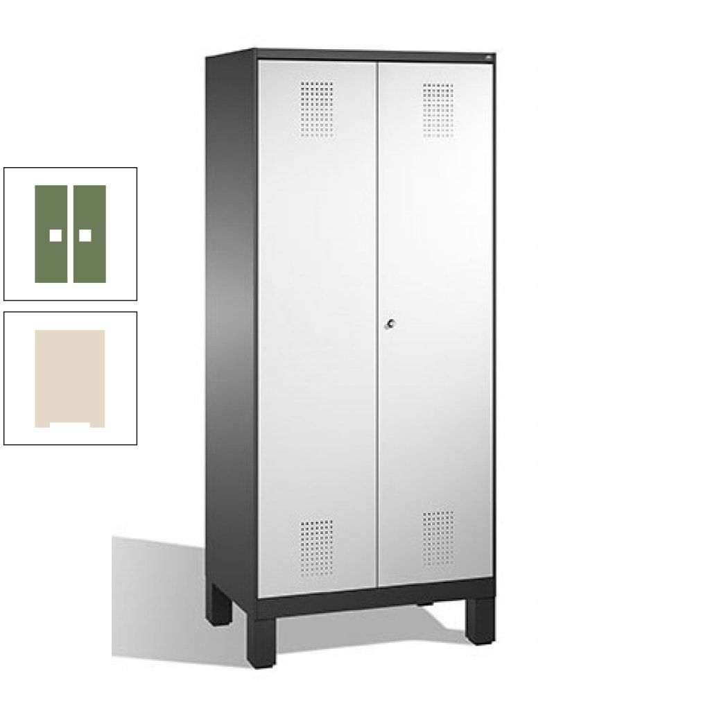 Mehrzweckschrank, Doppeltüren, auf Füßen, 2 Abteile a 400 mm, Korpus anthrazitgrau, Tür anthrazitgrau, 1.850 x 800 x 500 mm (HxBxT)