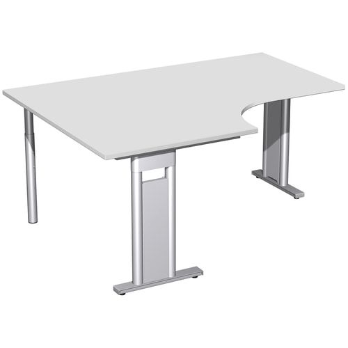 Eckschreibtisch, Eckteil 800 mm, Ecke links, Füße einseitig verkürzt, C-Fuß Pro, 720 x 1.600 x 1.200 mm (HxBxT), Gestell silber, Dekor Ahorn