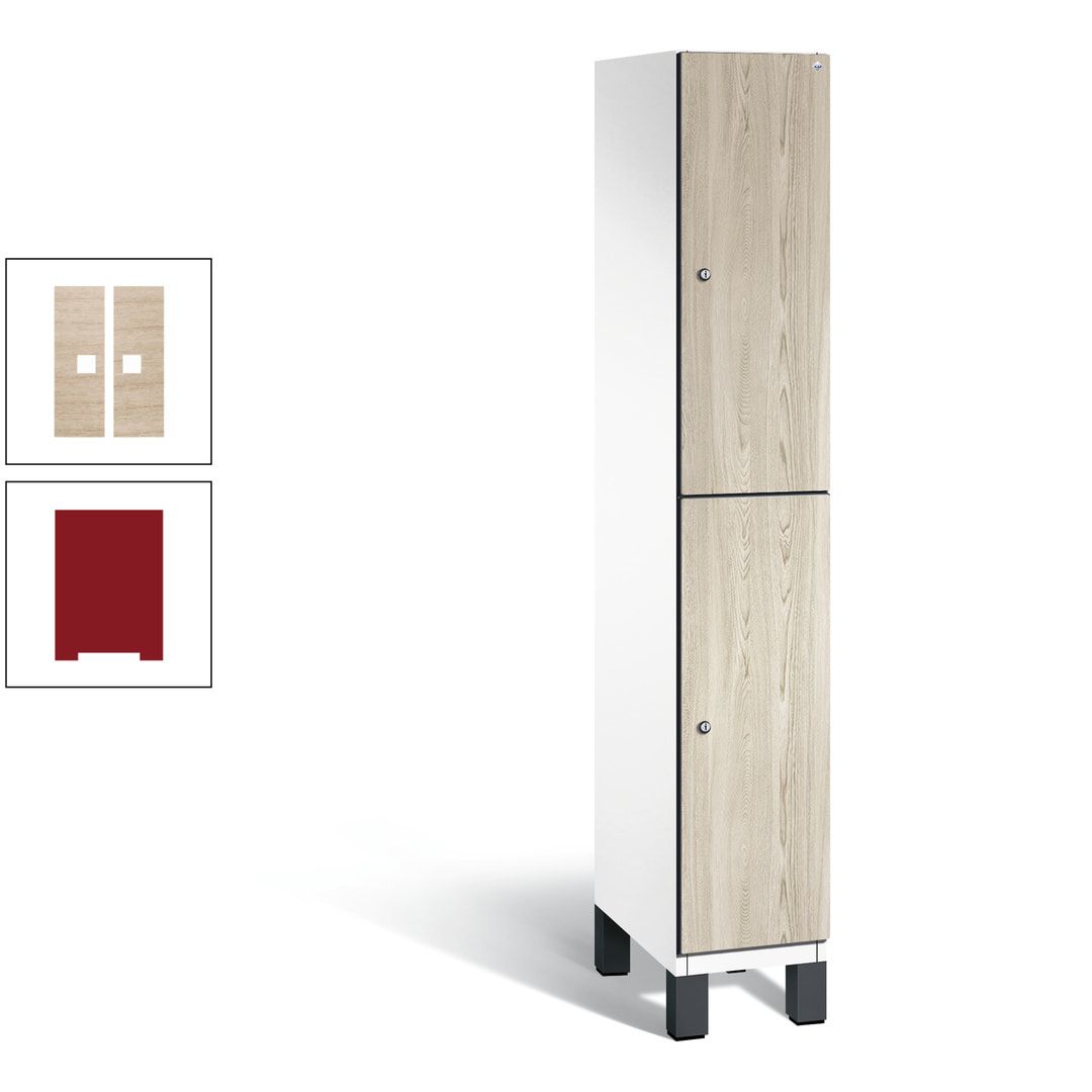 Fächerschrank, Garderobenschrank, mit Füßen, 1 Abteile, 1.980 x 300 x 525 mm (HxBxT), Korpus anthrazitgrau, Tür Donau-Ahorn