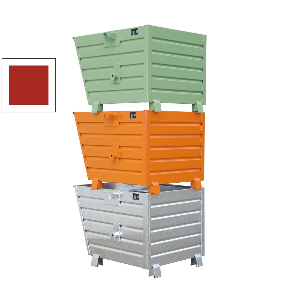 BAUER Stapelkipper 1.500 l - 2.000 kg - 1.000 x 1.500 x 1.200 mm (HxBxT) - 3-fach stapelbar - feuerrot