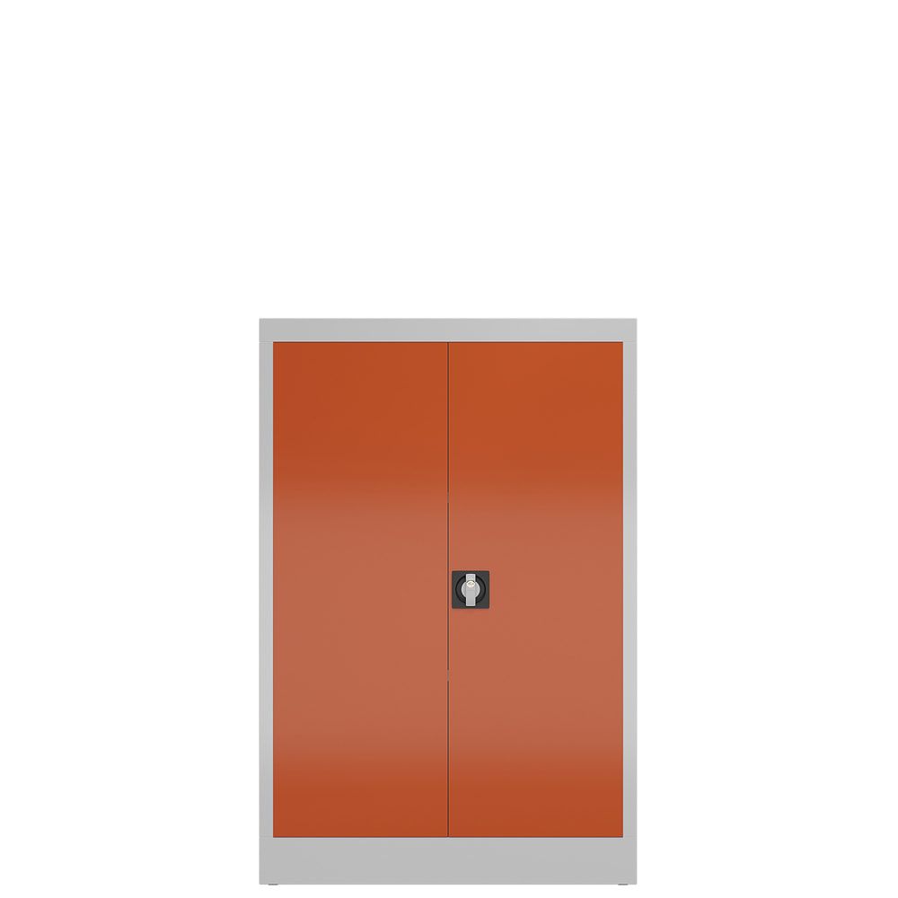 Aktenschrank, Büroschrank, abschließbar, Flügeltüren, 2 Fachböden, 1.200 x 800 x 380 mm (HxBxT), Stahl, Korpus und Türen lichtgrau