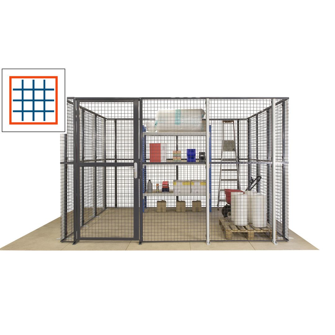 Maschinen Schutzgitter - Hallentrennwand - Sicherheitszaun - Tür - 108 m - 2.200 x 33.400 x 21.400 mm (HxBxT) - enzianblau