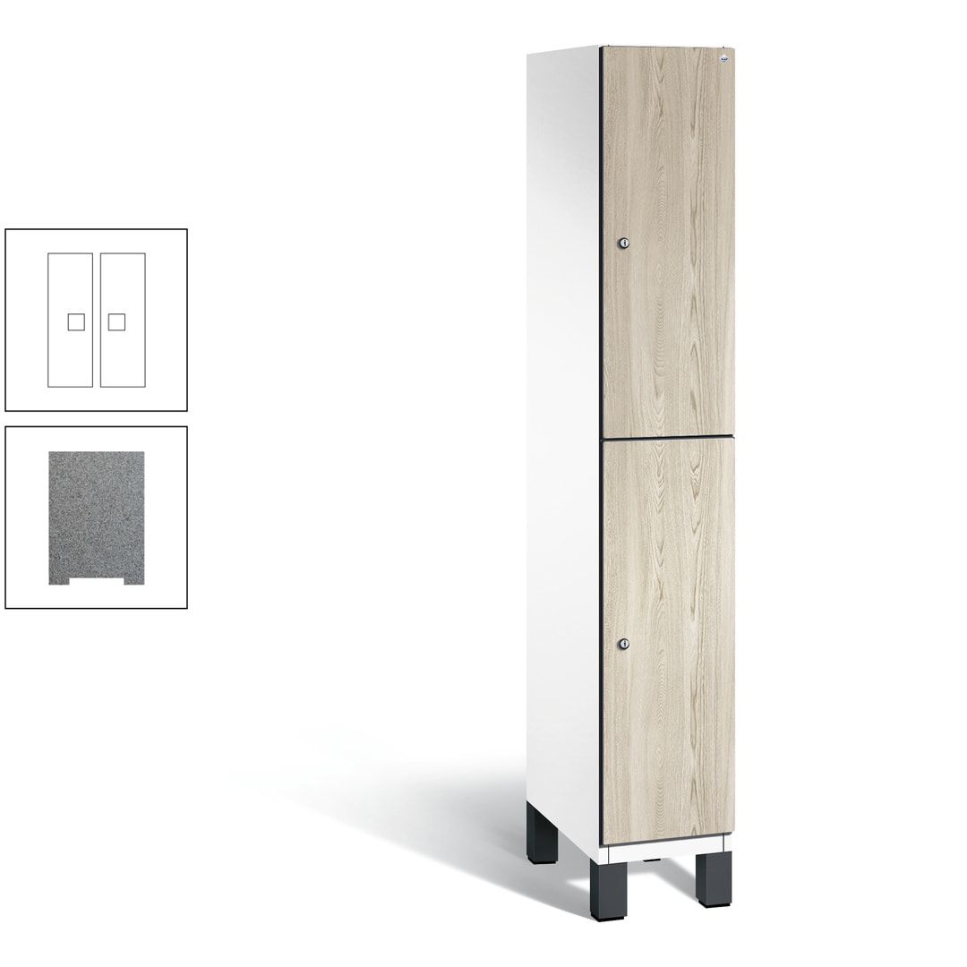Fächerschrank, Garderobenschrank, mit Füßen, 1 Abteile, 1.980 x 300 x 525 mm (HxBxT), Korpus anthrazitgrau, Tür Donau-Ahorn