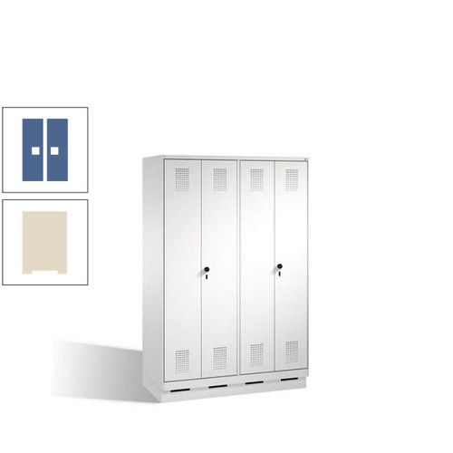 Doppel-Spind, Doppeltüren, Garderobenschrank mit Sockel, 4 Abteile a 300 mm, Korpus anthrazitgrau, Tür anthrazitgrau, 1.800 x 1.200 x 500 mm (HxBxT)
