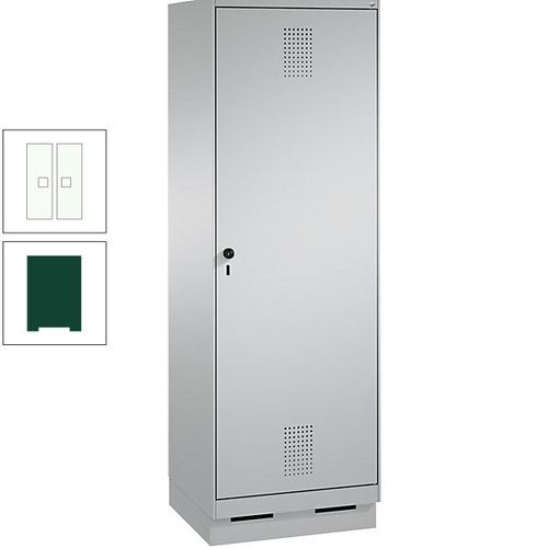 Doppel-Spind, Garderobenschrank, 1 Tür für 2 Abteile a 300 mm, Korpus anthrazitgrau, Türen anthrazitgrau, 1.800 x 600 x 500 mm (HxBxT)
