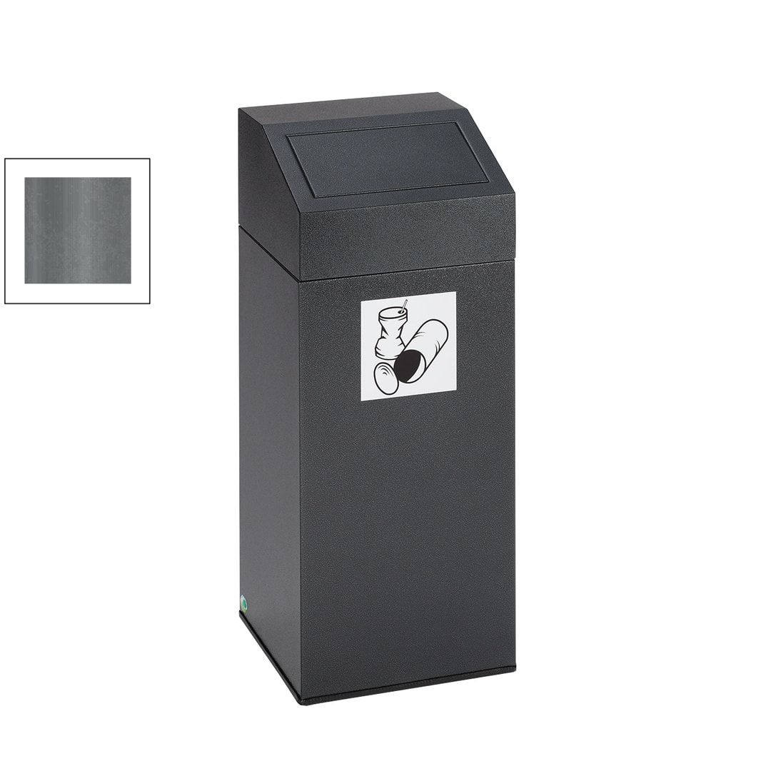 Wertstoffsammler - Volumen 47 l - 790 x 320 x 320 mm (H x B x T) - Farbe antik-silber