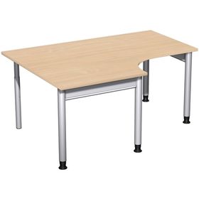 Eckschreibtisch, Eckteil 800 mm, links, Füße wählbar, 4-FußPro, höhenverstellbar, 680-800 x 1.200 mm (HxT), Breite wählbar bis 2.000 mm, Dekor wählbar
