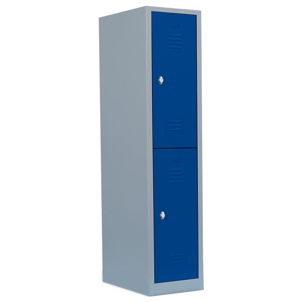 Garderobenschrank, Doppelstockspind, 1 Abteil, 2 Fächer, 1.800 x 415 x 500 mm (HxBxT), Stahl, Drehriegel, Korpus: lichtgrau, Front: anthrazitgrau