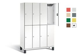 Fächerschrank, Stahlschrank, doppelstöckig, 8 Fächer, mit Füßen, Korpus lichtgrau, Tür wählbar, 1.980 x 1.200 x 525 mm (HxBxT)