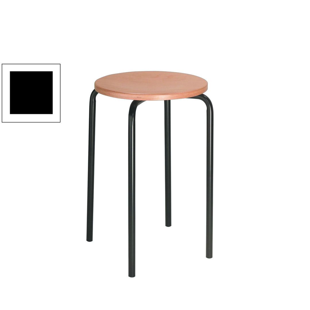 Hocker - Stapelhocker - Sitzhöhe 580 mm - Buche - Stahlrohrgestell lichtgrau