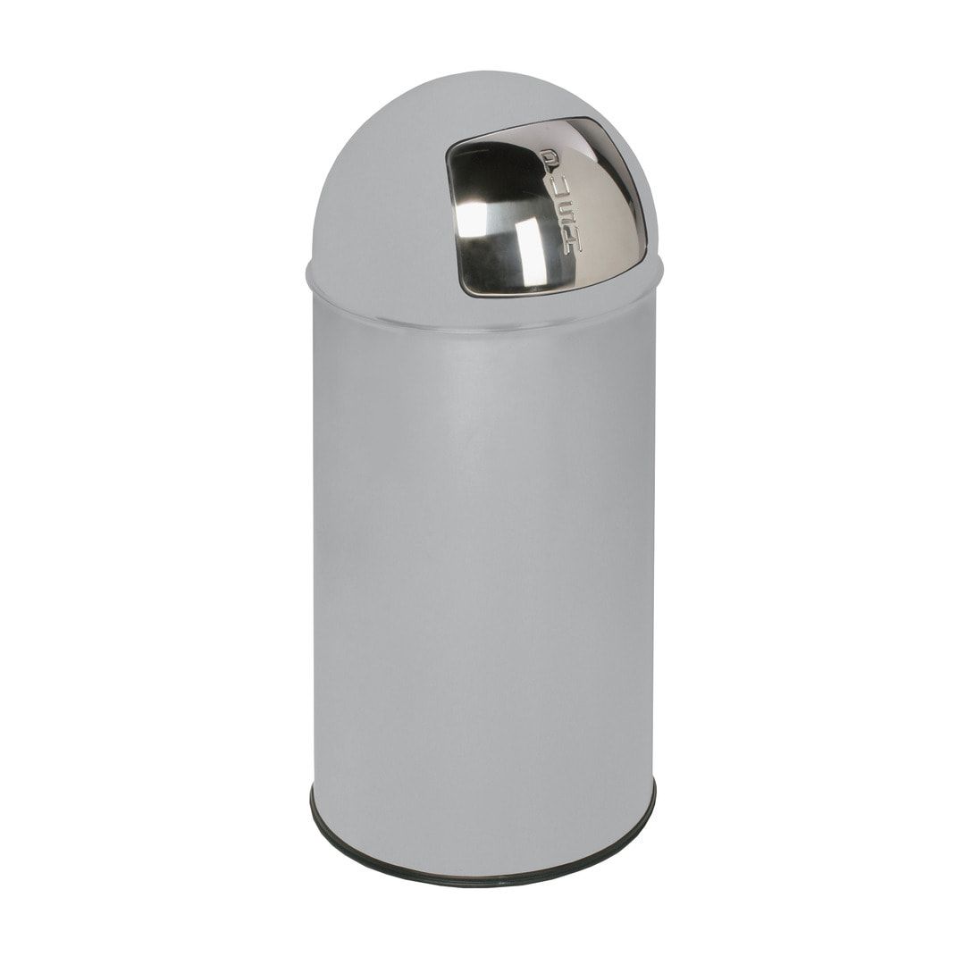 Mülleimer mit Edelstahl Einwurfklappe - rund - Volumen 50 l - 740 x 350 x 350 mm (HxBxT) - Edelstahl, matt