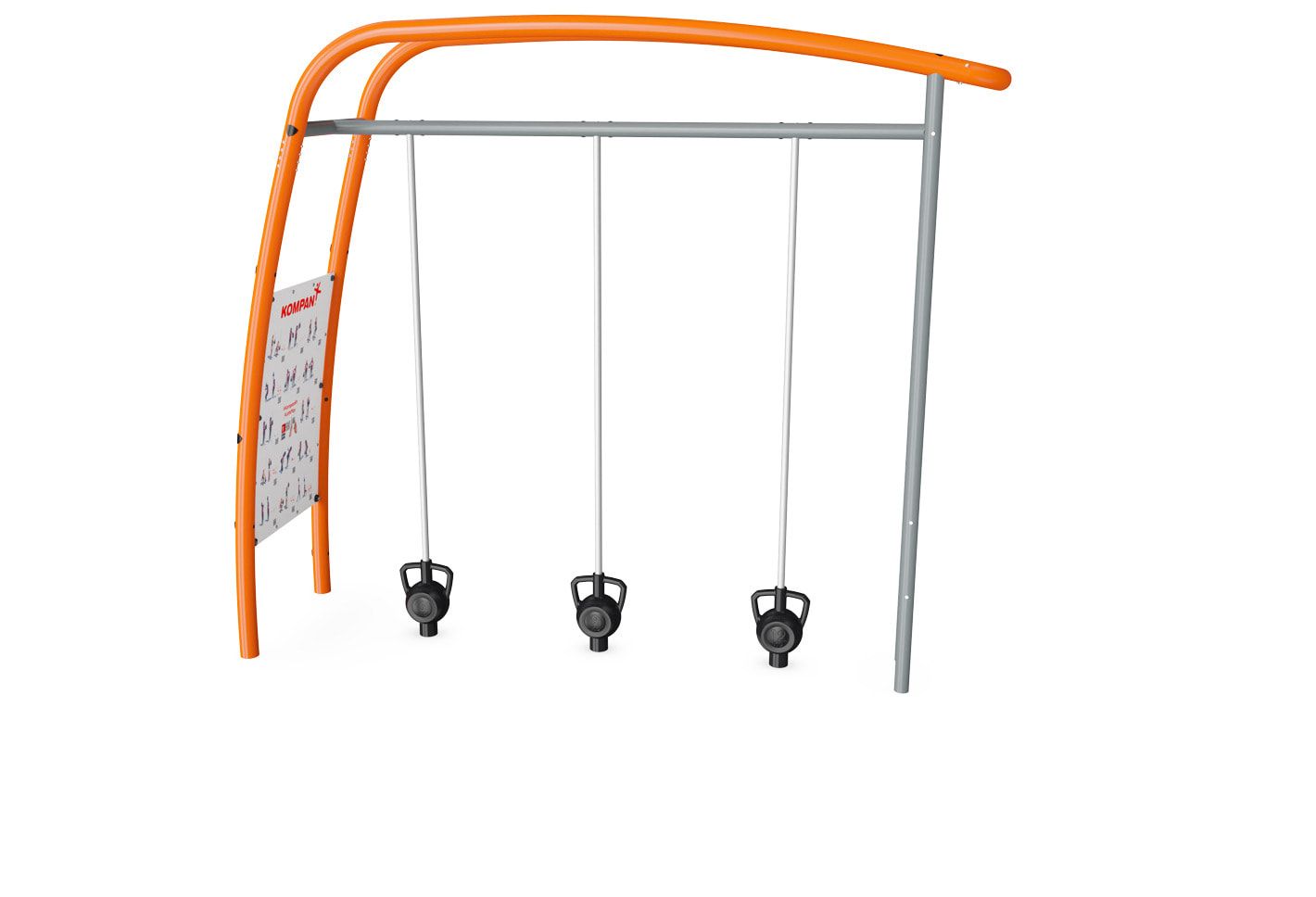 Magnetic Bells Pro, Cross Trainer, Erklärtafel, Neodym-Magnete, ergonomisch, feuerverzinkt, Stahl, 3 Nutzer, 3.340 x 1.060 x 3.900 mm (HxBxT), Grau