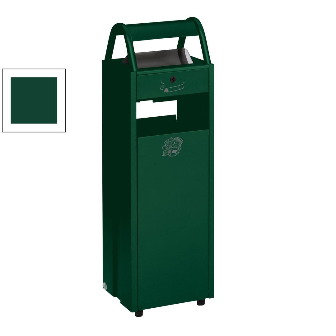 Abfallsammler mit Ascher und Schutzdach - Volumen 35 l - Ascher 5 l - 960 x 300 x 250 mm (HxBxT) - enzianblau
