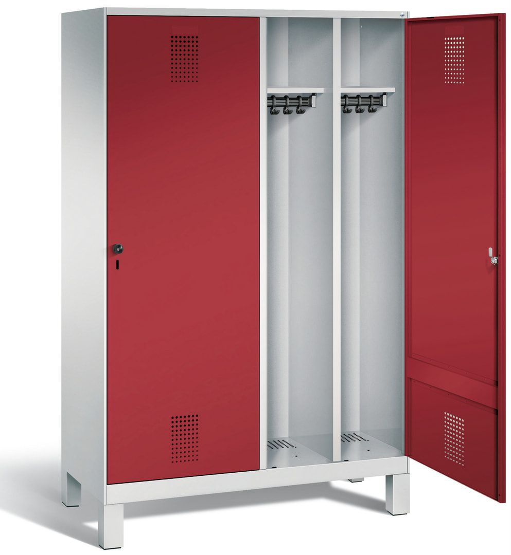 Doppel-Spind, Garderobenschrank, 2 Türen für 4 Abteile a 300 mm, Korpus anthrazitgrau, Türen anthrazitgrau, 1.850 x 1.200 x 500 mm (HxBxT)