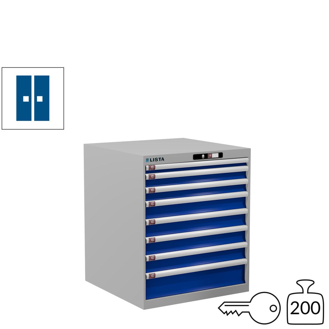 Lista Schubladenschrank - 14.408.010 - 850x717x725 mm (HxBxT) - 8 Schubladen - 75 kg - Key Lock - lichtblau (RAL 5012)