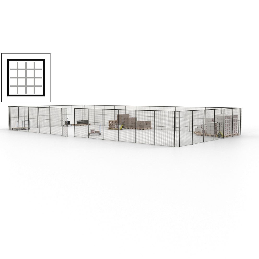 Maschinen Schutzgitter - Hallentrennwand - Sicherheitszaun - Tür - 54 m - 2.200 x 18.400 x 9.400 mm (HxBxT) - enzianblau