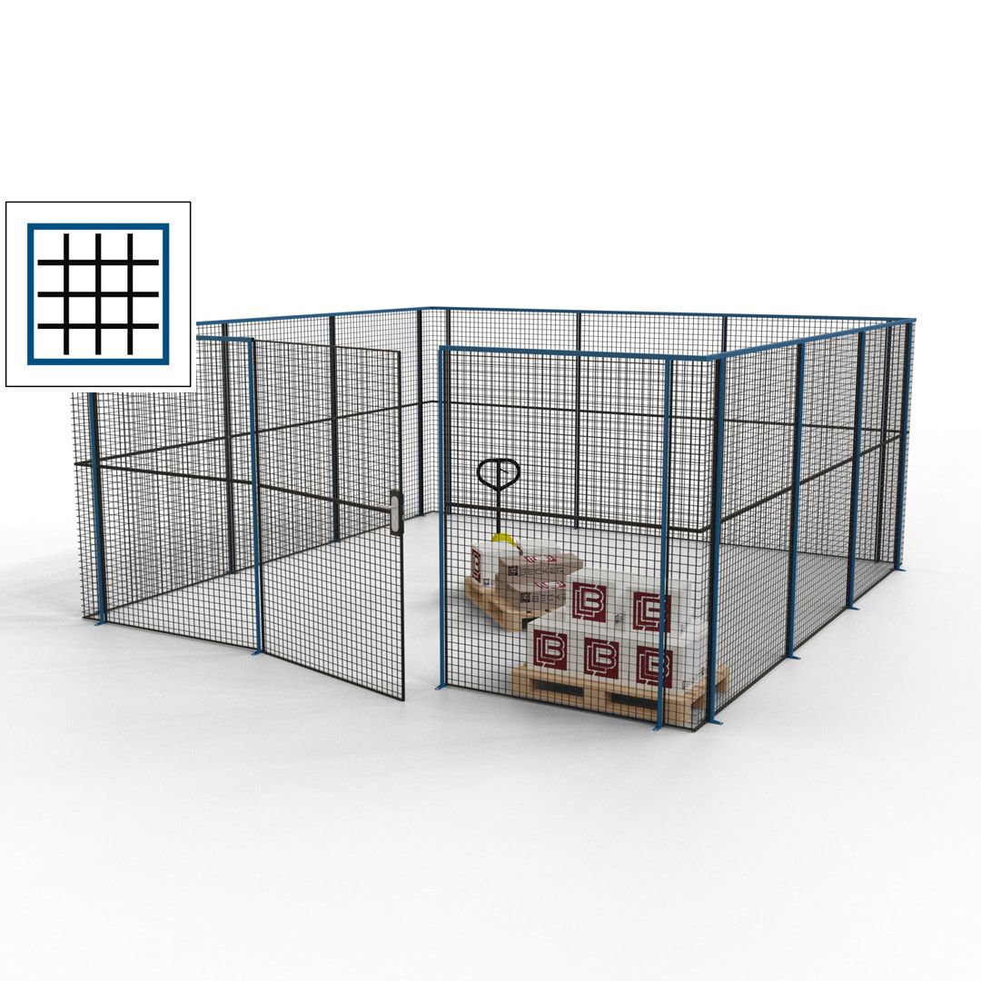 Maschinen Schutzgitter - Hallentrennwand - Sicherheitszaun - Tür - 18 m - 2.200 x 4.900 x 4.900 mm (HxBxT) - enzianblau
