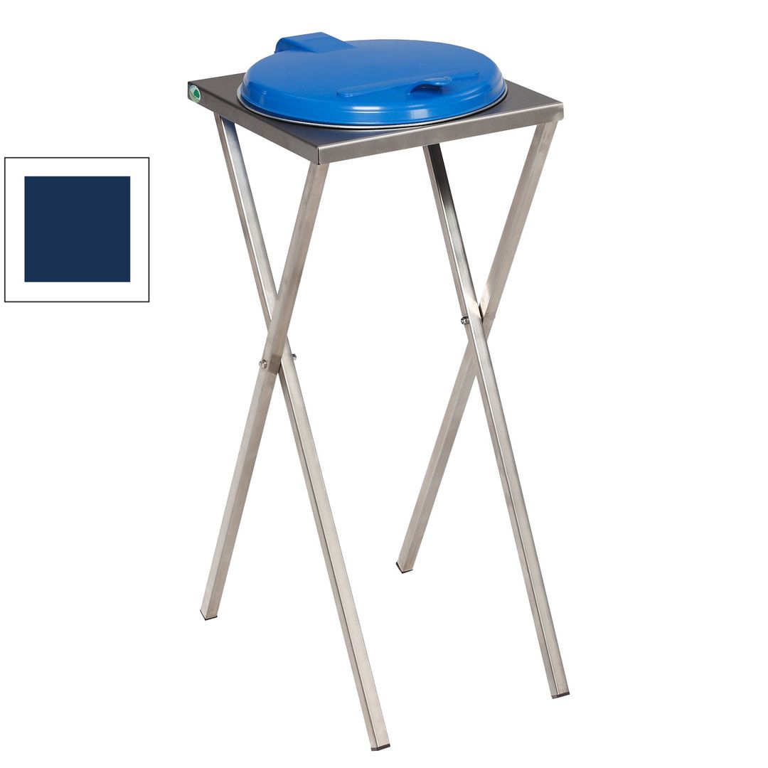 Scherenständer - Abfallsammler mit Klemmring - Volumen 120 l - 900 x 400 x 450 mm (HxBxT) - Edelstahl - blau