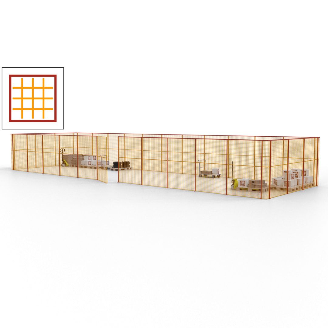 Maschinen Schutzgitter - Hallentrennwand - Sicherheitszaun - Tür - 42 m - 2.200 x 16.900 x 4.900 mm (HxBxT) - enzianblau