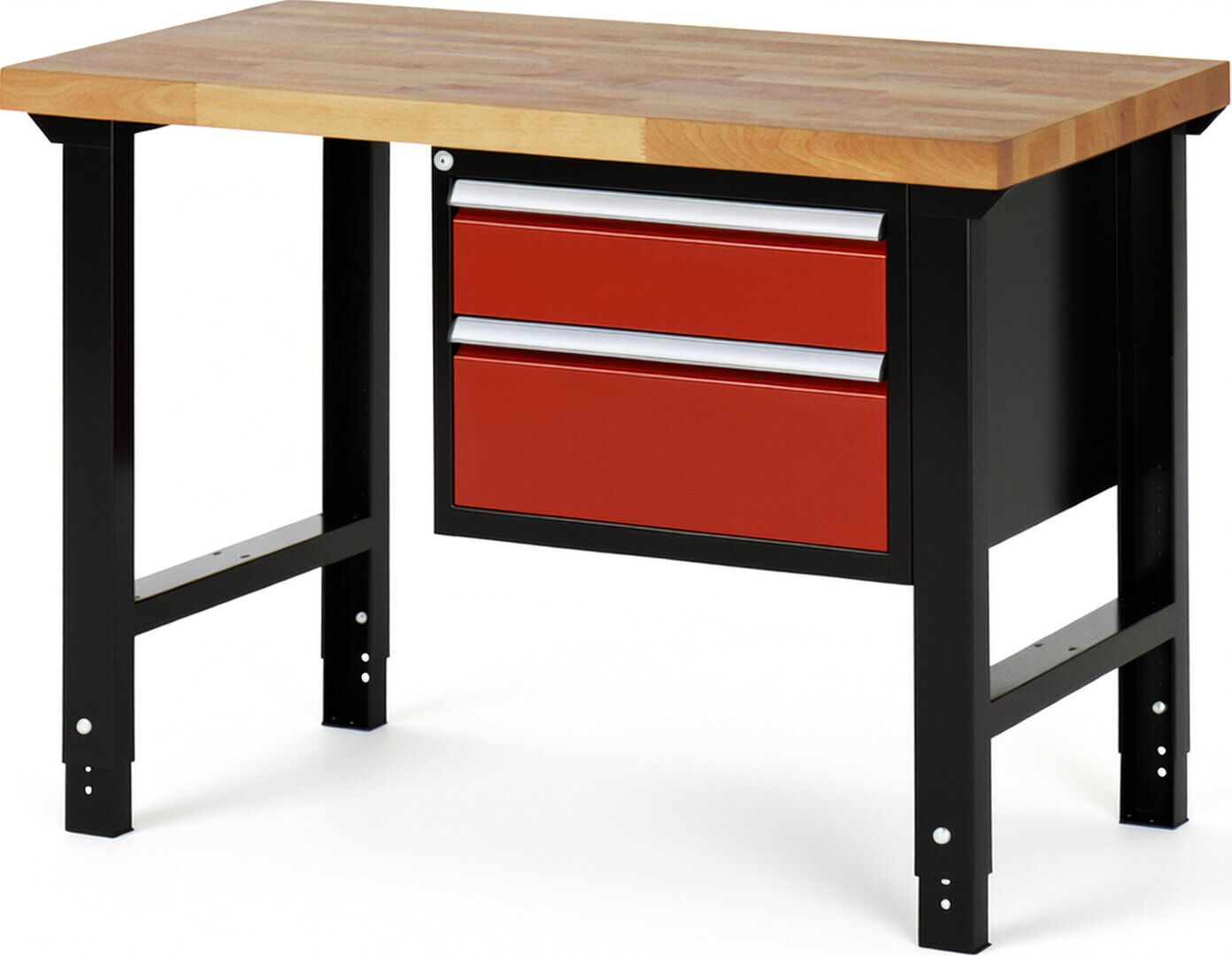Werkbank - 2 Schubladen - Teilauszug - 150:1 / 210:1 - Höhe 790-1.140 mm - 1.250 x 700 mm (BxT) - 750 kg - Buche - Anthrazitgrau