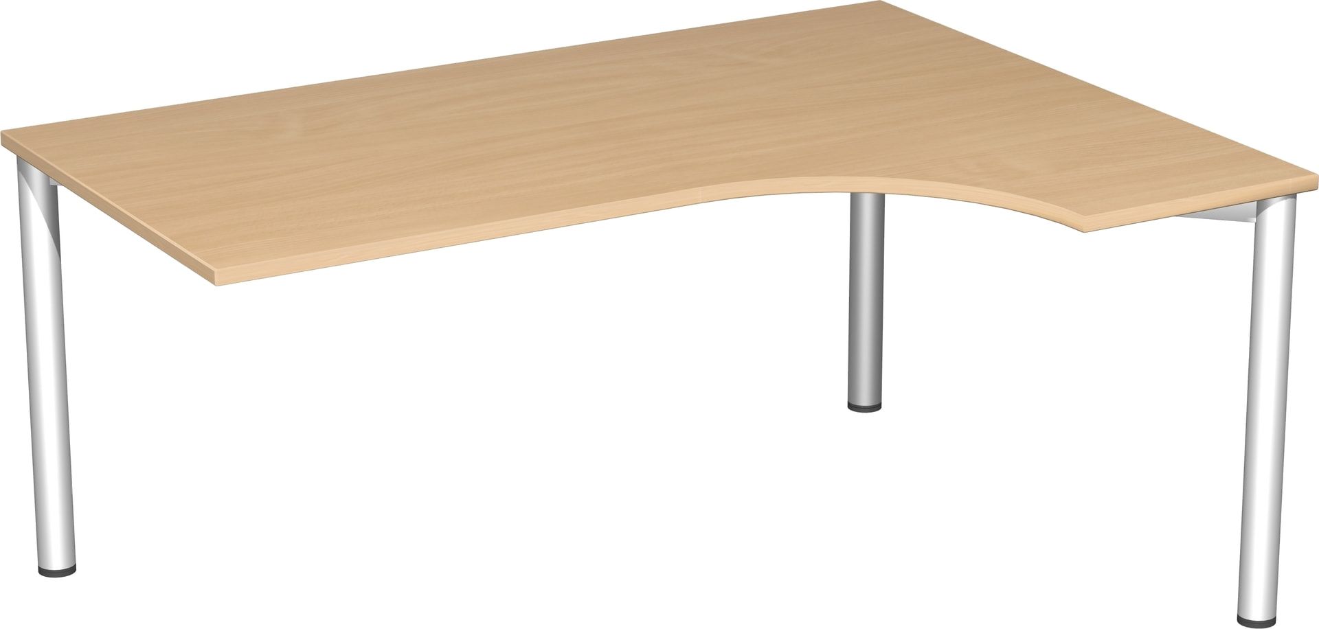 Eckschreibtisch - Ecke rechts - 4-Fuß Flex - 720 x 1.600 x 1.200 mm (HxBxT) - Gestell anthrazit - Ahorn